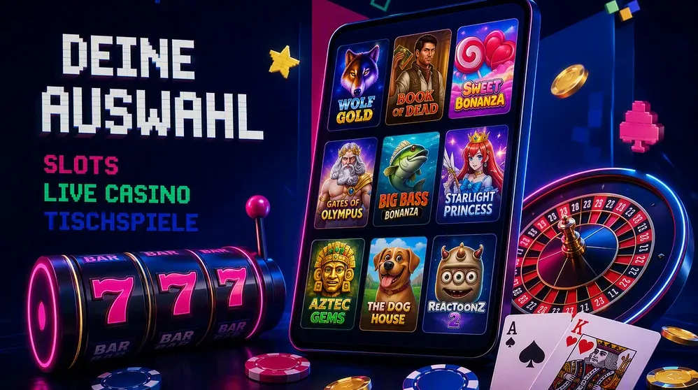 Spielraster mit Slots verschiedener Anbieter